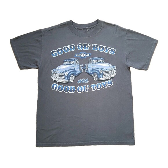 Vintage Y2K Chevrolet Good Ol Boys Size Medium Mens Gray Pickup Truck T-Shirt - Picture 1 of 6